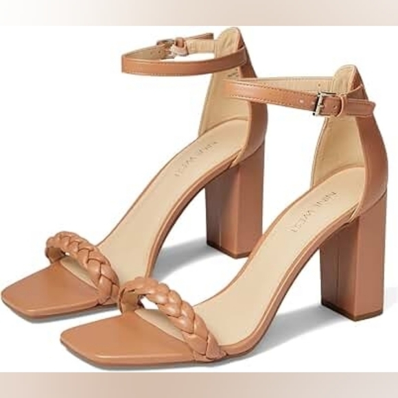 Nine West Shoes - Nine West Women's Tan Allha Braided Block Heel Sandals Size 9